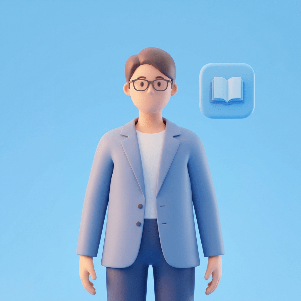 Teacher avatar on blue background